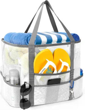 Mesh Beach Bag, Large Beach Bag Swimming Bag Foldable Mesh Tote for Your Family Beach Trip