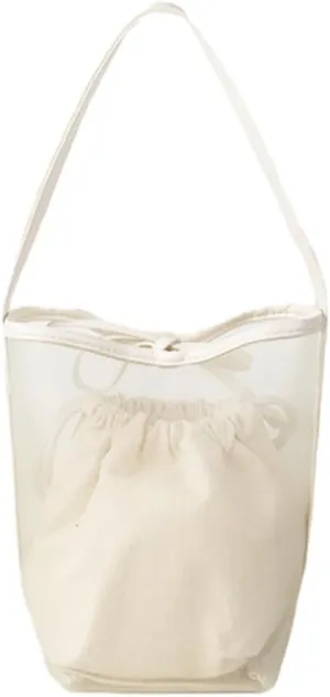 Mesh Beach Bag Women Bucket Bags Shoulder Handbag Crossbody Purses Summer Aesthetic Beach Tote Handbag with Extra Purse