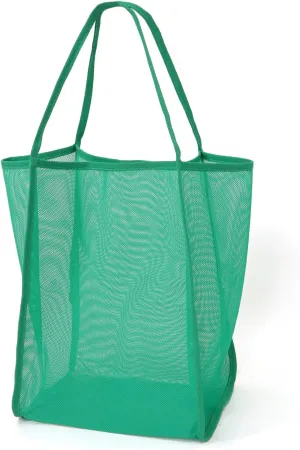 Mesh Beach Tote Bag for Sand Toys Kids Women Foldable Lightweight Durable Outdoor Shopping Travel Swim