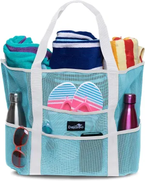 Mesh Sand Free Bag - Strong Lightweight Bag For Beach & Vacation Essentials. Tons of Storage!
