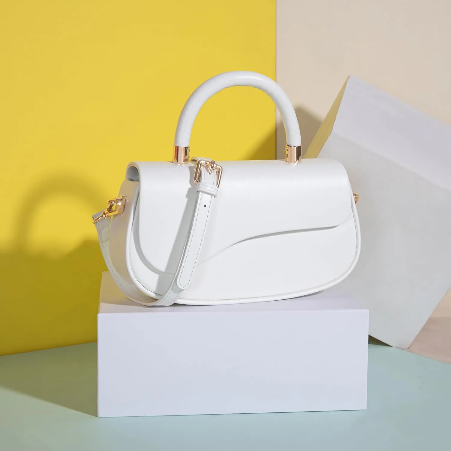 Milan Chiva Small Elegant Top Handle Purses for Women Mini Flap Cute Crossbody Purse