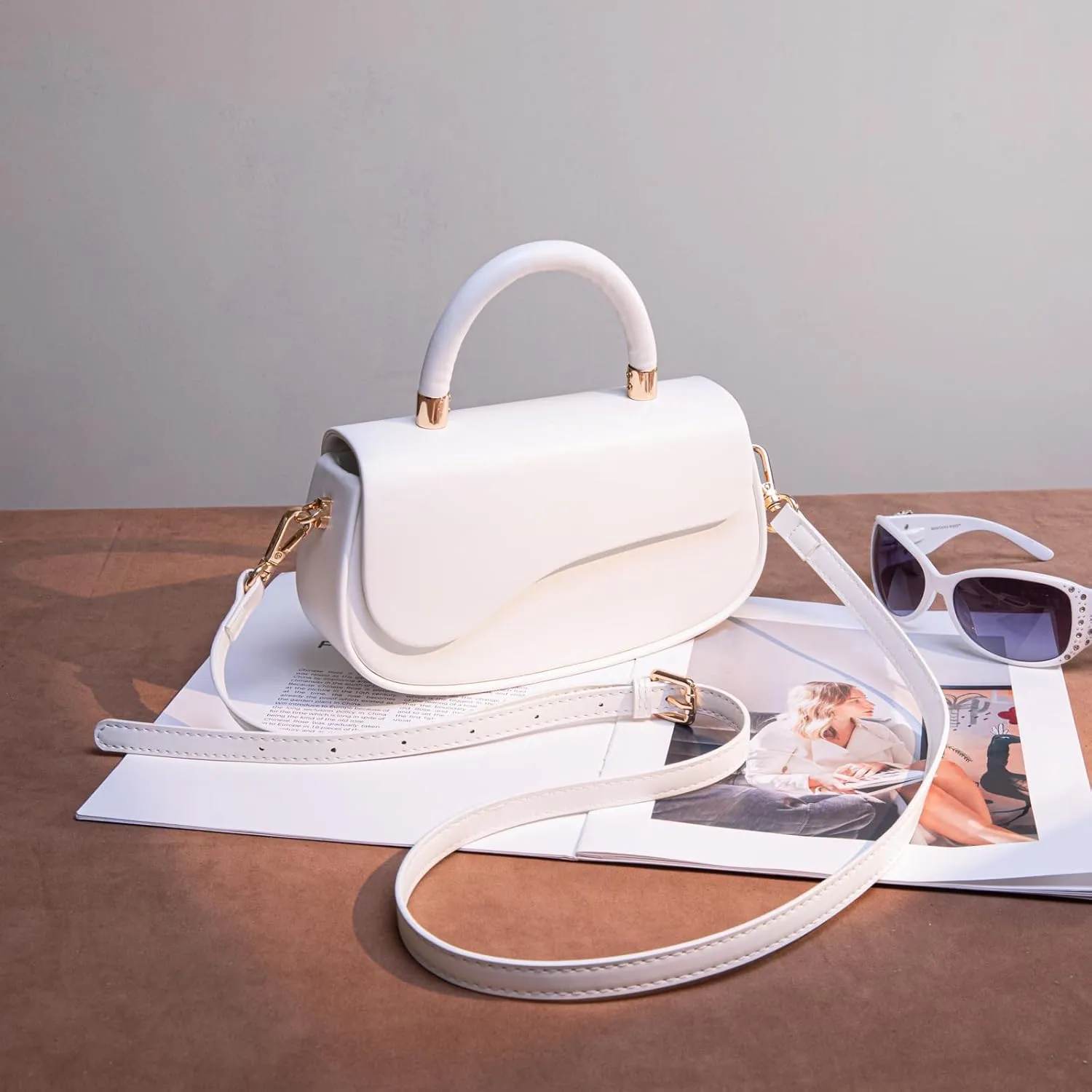 Milan Chiva Small Elegant Top Handle Purses for Women Mini Flap Cute Crossbody Purse