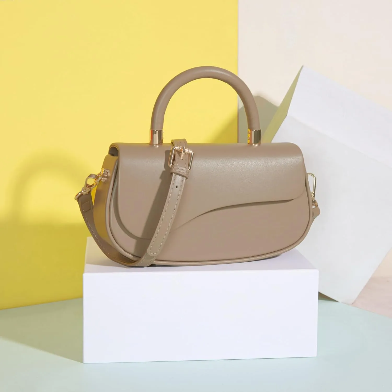 Milan Chiva Small Elegant Top Handle Purses for Women Mini Flap Cute Crossbody Purse