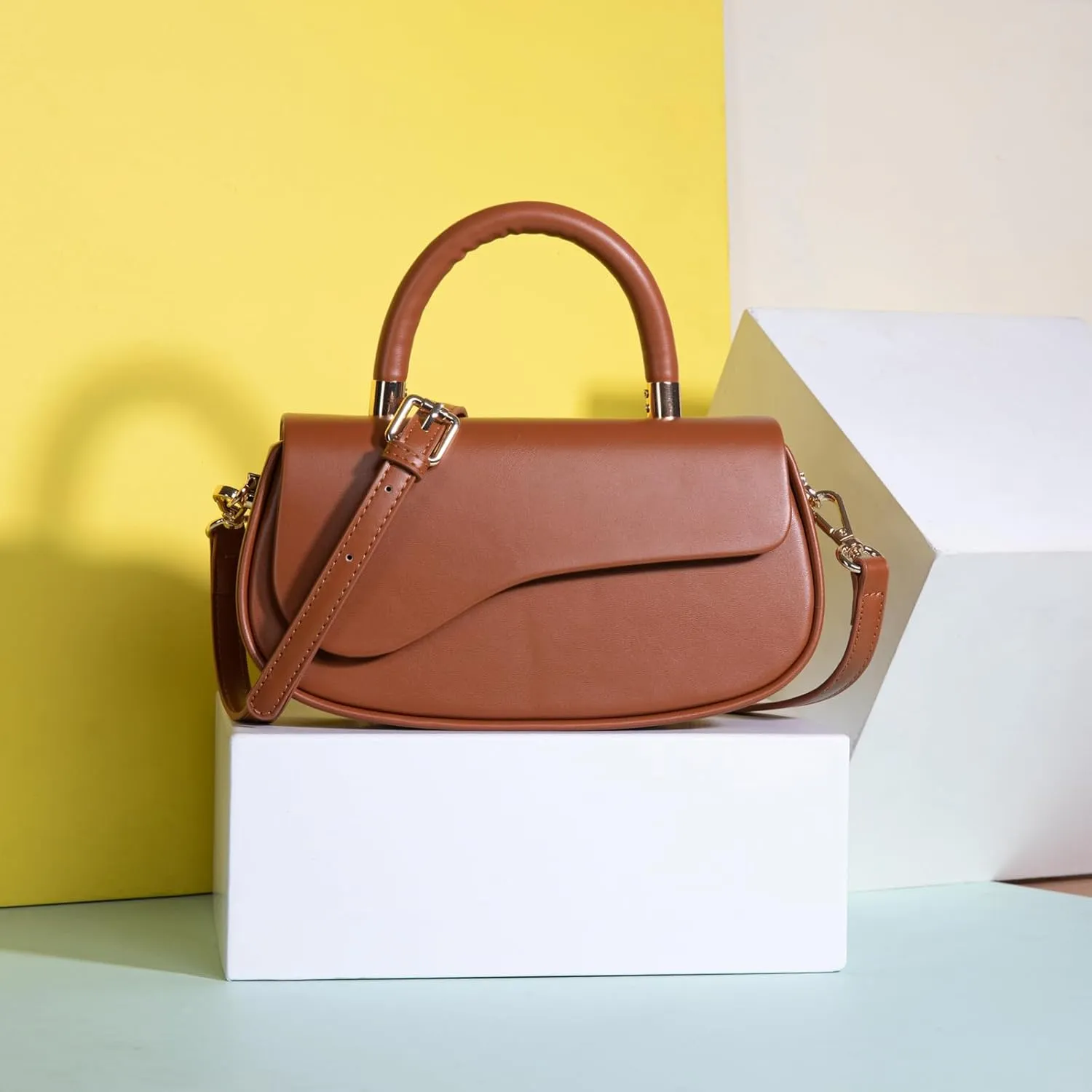 Milan Chiva Small Elegant Top Handle Purses for Women Mini Flap Cute Crossbody Purse
