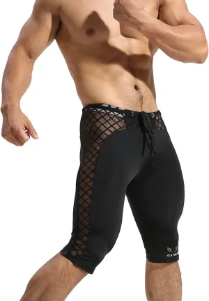 MIZOK Men's Soft Mesh Cool Dry Compression Yoga Workout Tight Shorts