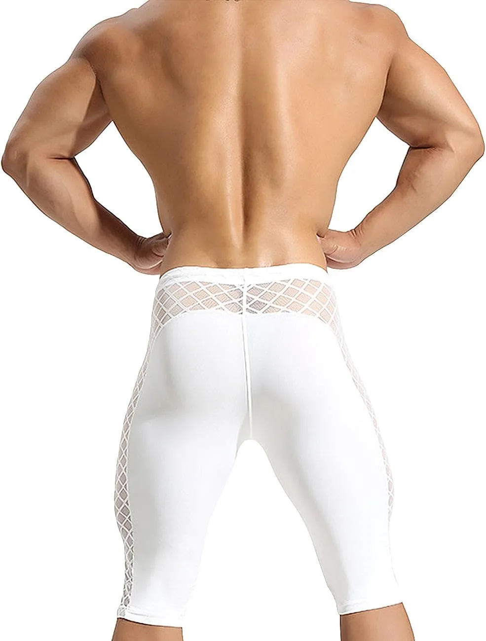 MIZOK Men's Soft Mesh Cool Dry Compression Yoga Workout Tight Shorts