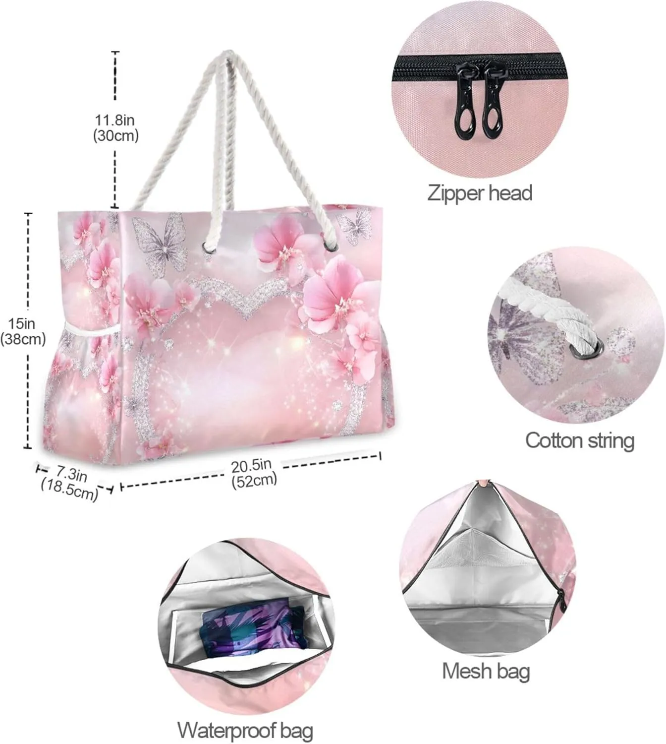 MNSRUU Large Beach Bag for Women, Summer Ocean Tote Travel Gym Swim Bag