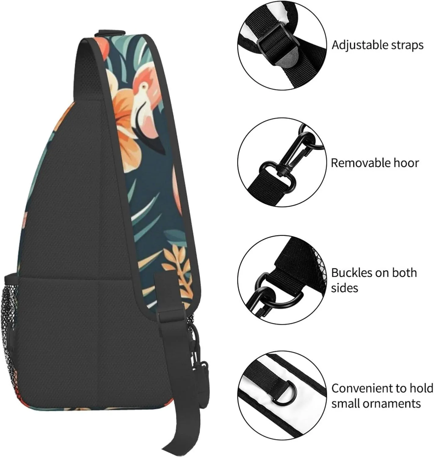 Modern Black Buffalo Sunflower Crossbody Bags Cross Chest Bag Adjustable Sling Backpack for Women Men