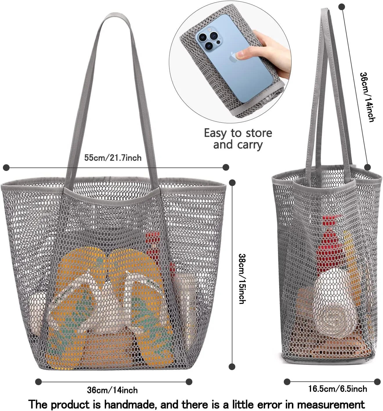 MOLERFO Beach Bag Mesh Tote Bag, Upgraded Beach Bags for Women Mesh Bag Hobo Bag Beach Accessories