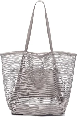 MOLERFO Beach Bag Mesh Tote Bag, Upgraded Beach Bags for Women Mesh Bag Hobo Bag Beach Accessories