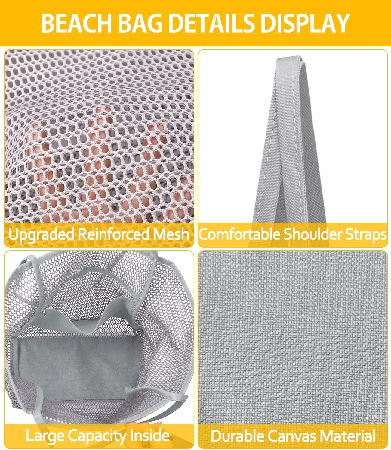 MOLERFO Beach Bag Mesh Tote Bag, Upgraded Beach Bags for Women Mesh Bag Hobo Bag Beach Accessories
