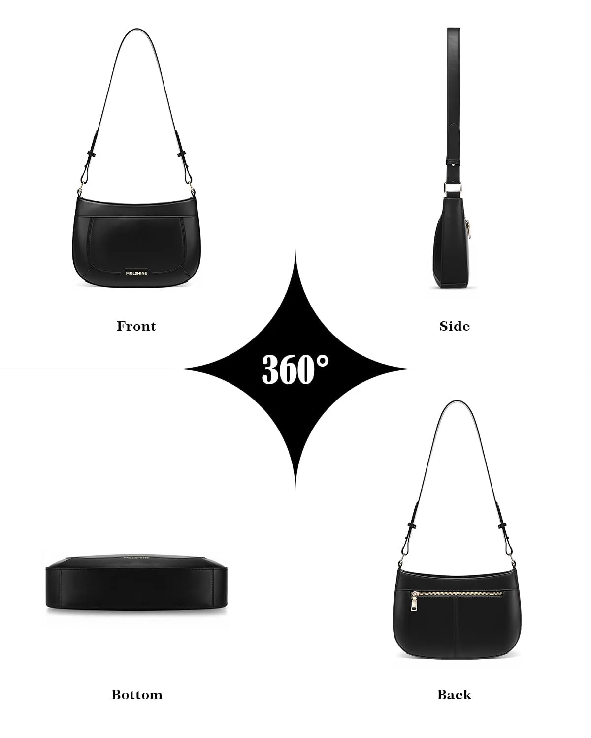 molshine Small Shoulder Bags, Quilted Crescent Handbag, Party Clutch Purse for Women Lady Model DLK0062