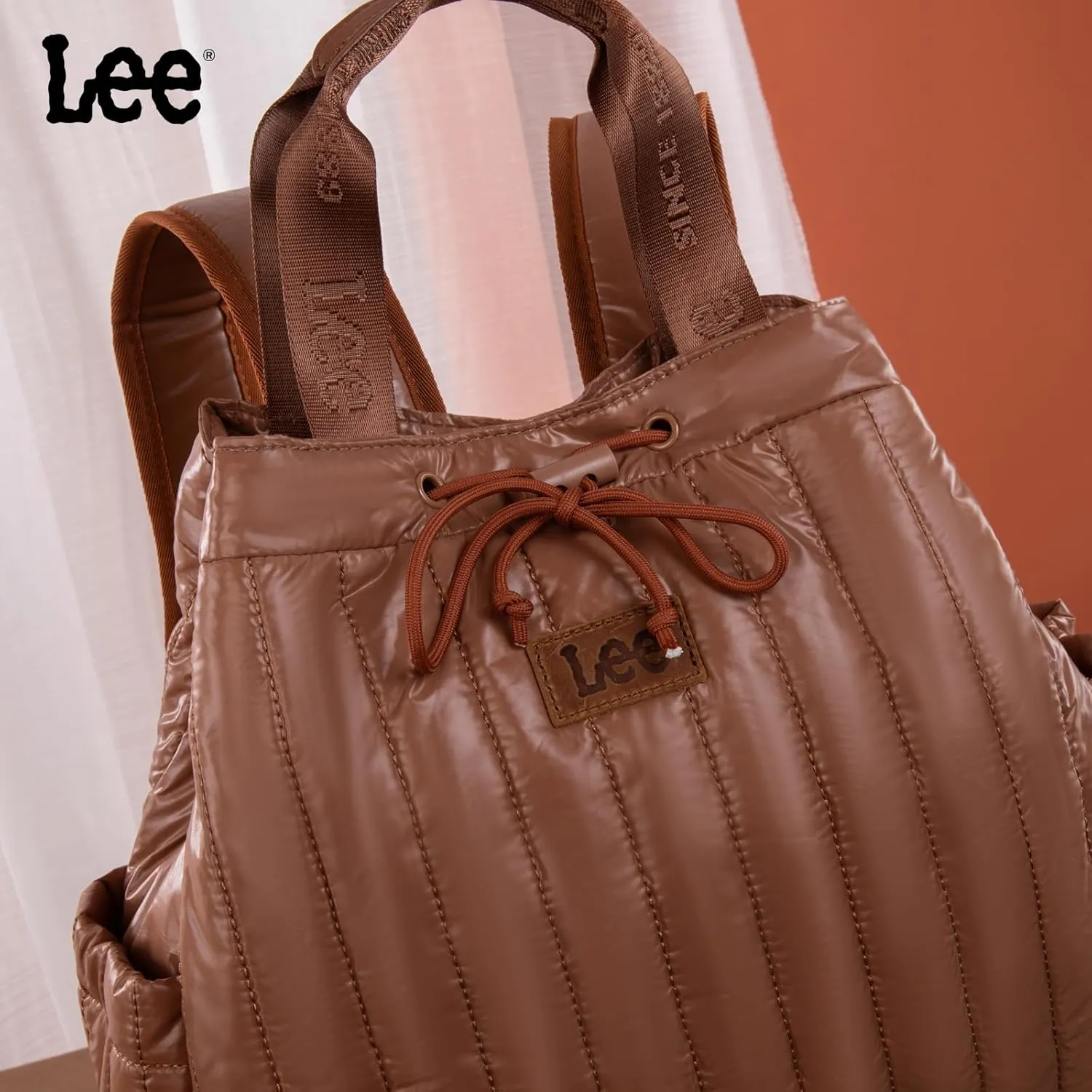 Montana West x Lee Puffer Backpack Purse for Women Quilted Travel Fashion Backpack Daypack Ladies Casual Drawstring Bag Brown