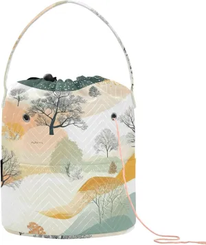 Nature Hillside Light Colors Crochet Bags Small Yarn Storage with Holes Travel Bag for Knitting Tool Yarn Accessory
