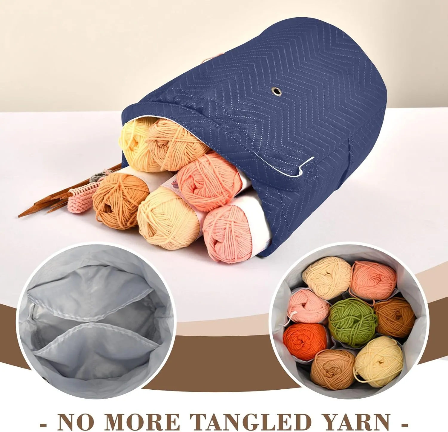 Noble Blue Crochet Bag Large Capacity Crochet Bag Knitting and Crochet Organizer Bag 8.3 x 11 Inch