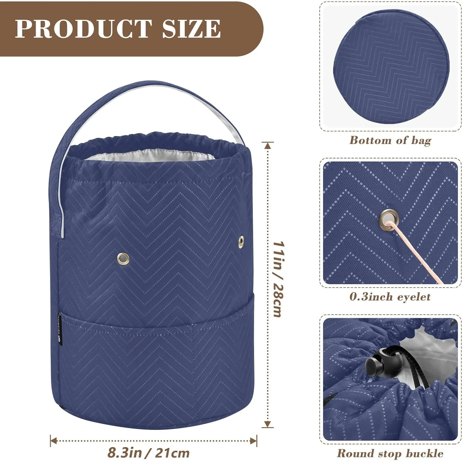 Noble Blue Crochet Bag Large Capacity Crochet Bag Knitting and Crochet Organizer Bag 8.3 x 11 Inch