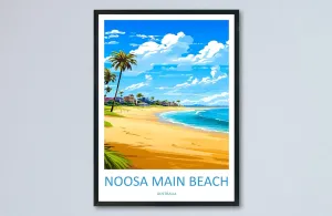 Noosa Main Beach Travel Print Wall Art Noosa Main Beach Wall Hanging Home Décor Noosa Main Beach Art Lovers Wall Art Australia Poster Unframed #1200 24x36 Inches