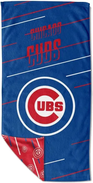 NORTHWEST MLB Splitter Double-Sided Quick Dry Microfiber Beach Towel 64" x 32" with Mesh Travel Bag (Chicago Cubs)
