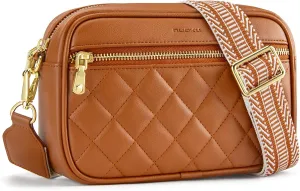 nuoku Quilted Crossbody Bags for Women Wallet Purse with Phone Pocket, Small Travel Purses Anti Theft, Wide Guitar Strap