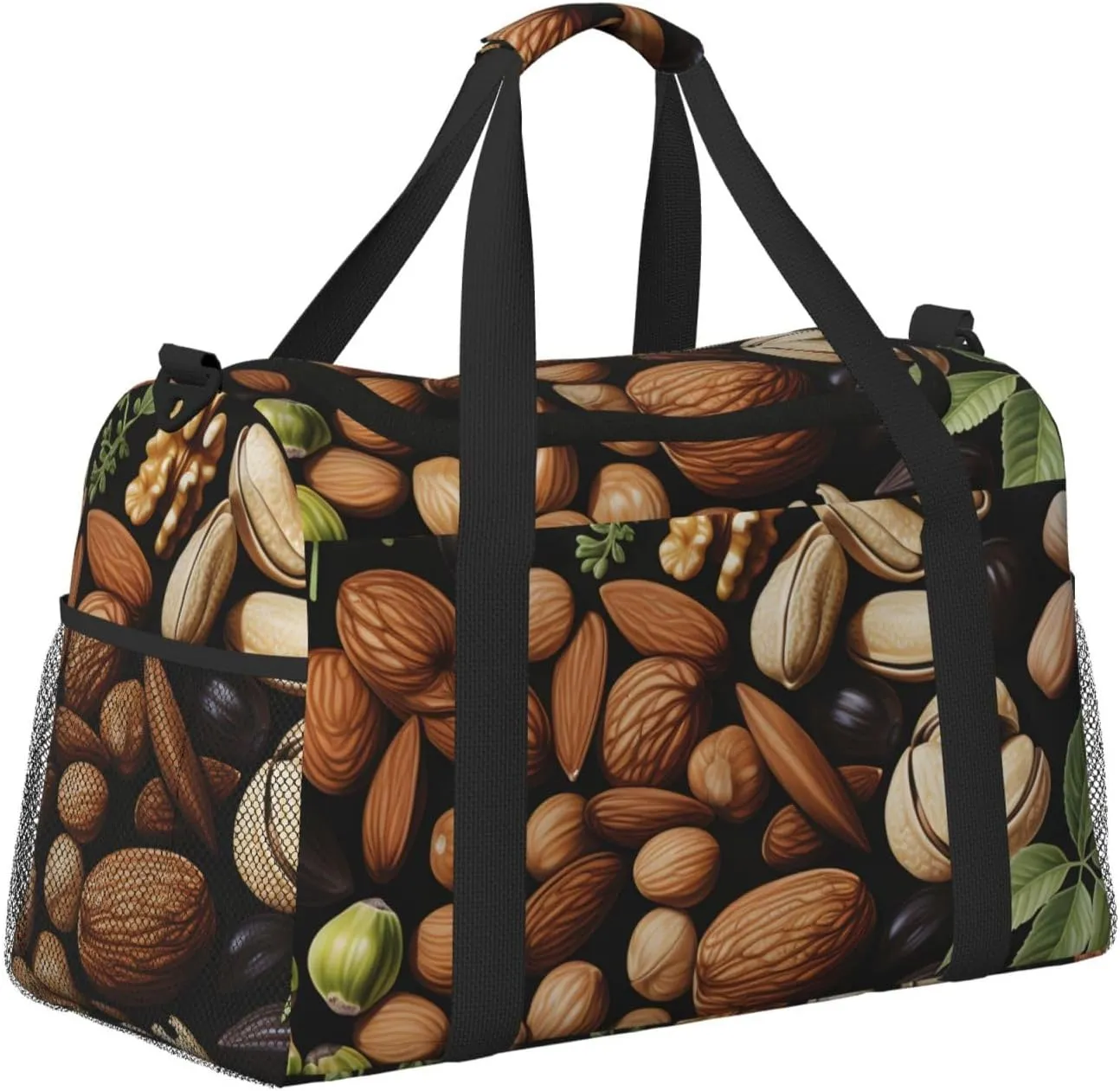 Nut Food Leaf Duffle Bag Foldable Travel Tote Bag Carry On Large Weekender Overnight Bags Waterproof Gym Bag For Women Men