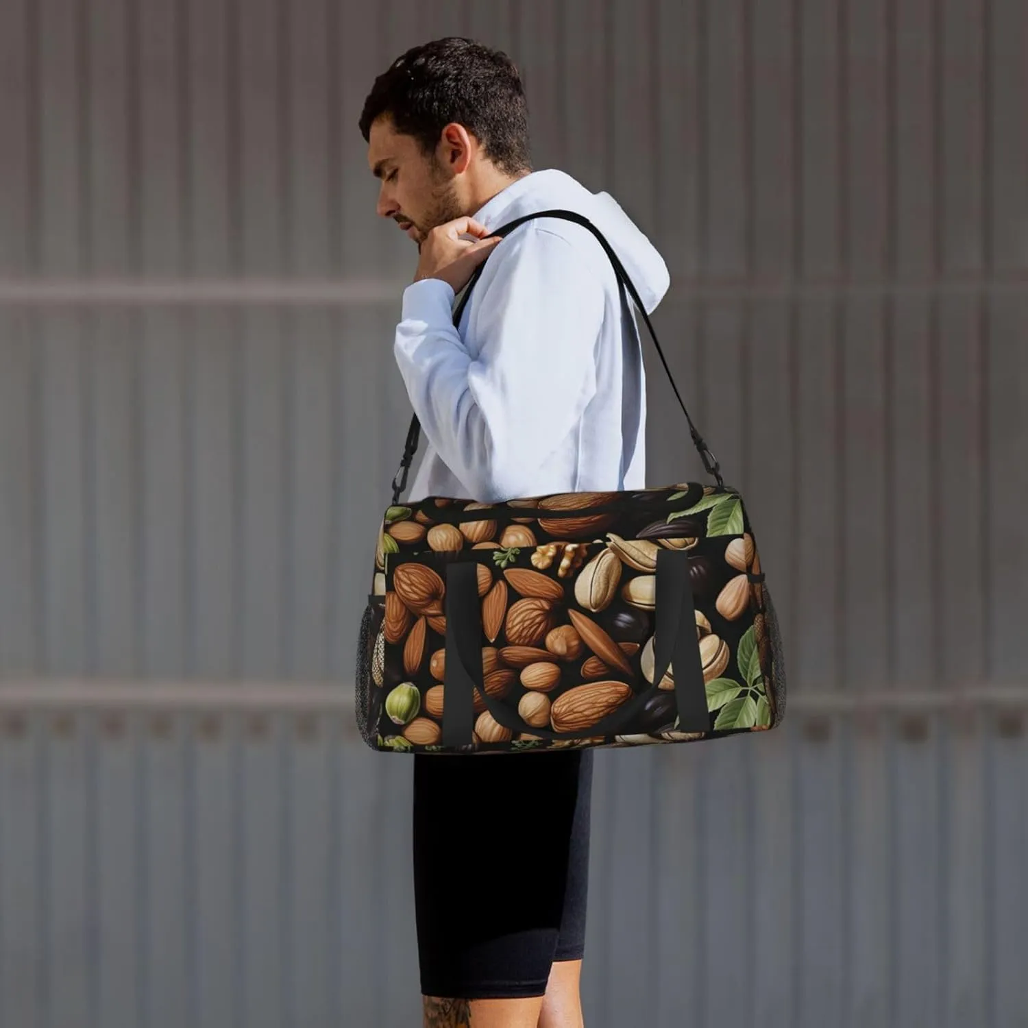Nut Food Leaf Duffle Bag Foldable Travel Tote Bag Carry On Large Weekender Overnight Bags Waterproof Gym Bag For Women Men