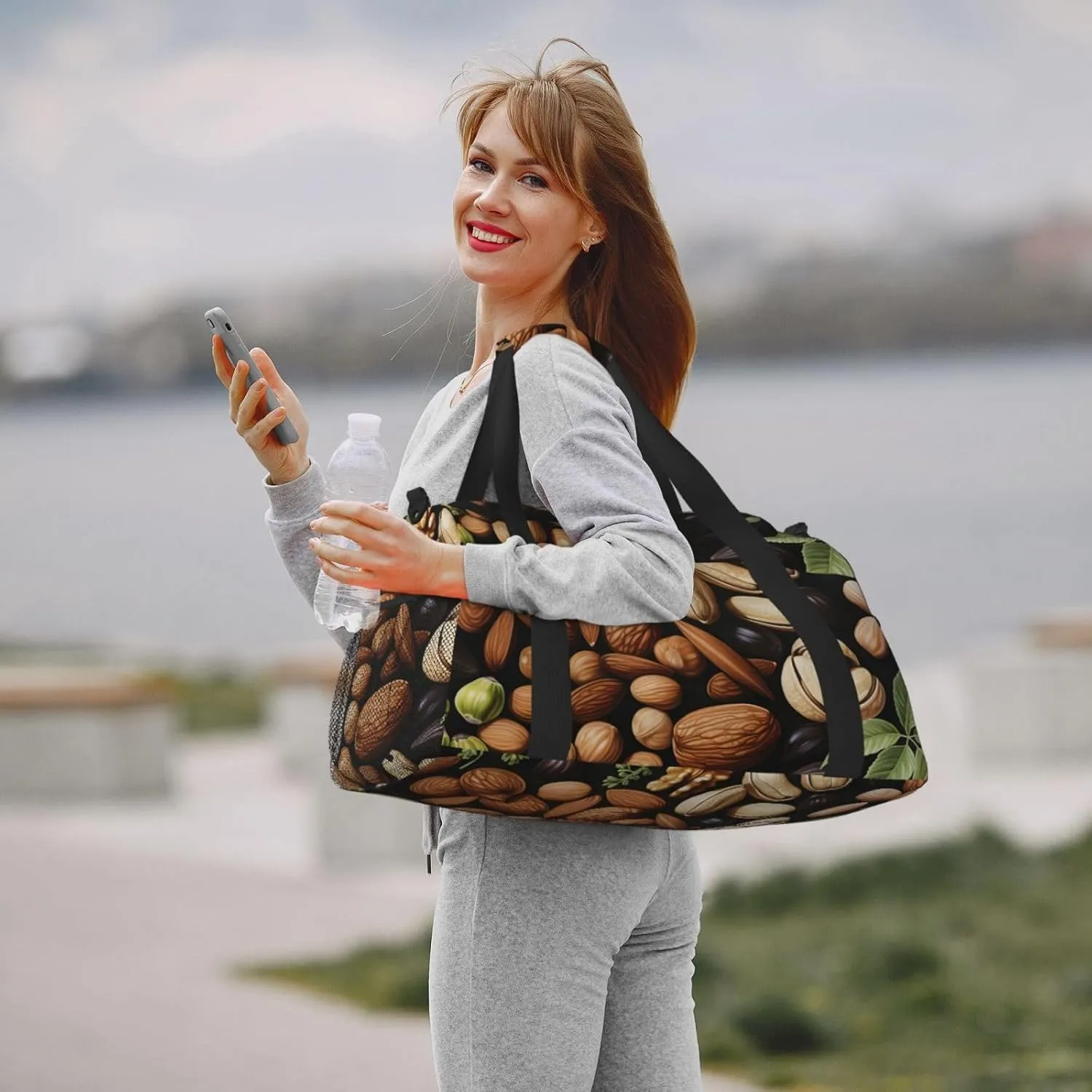 Nut Food Leaf Duffle Bag Foldable Travel Tote Bag Carry On Large Weekender Overnight Bags Waterproof Gym Bag For Women Men