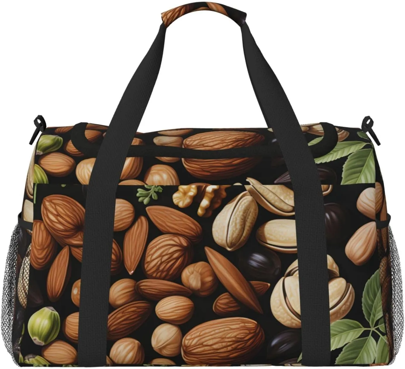 Nut Food Leaf Duffle Bag Foldable Travel Tote Bag Carry On Large Weekender Overnight Bags Waterproof Gym Bag For Women Men