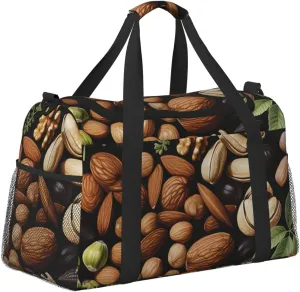Nut Food Leaf Duffle Bag Foldable Travel Tote Bag Carry On Large Weekender Overnight Bags Waterproof Gym Bag For Women Men