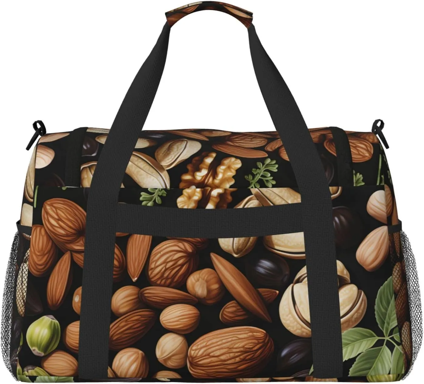 Nut Food Leaf Duffle Bag Foldable Travel Tote Bag Carry On Large Weekender Overnight Bags Waterproof Gym Bag For Women Men