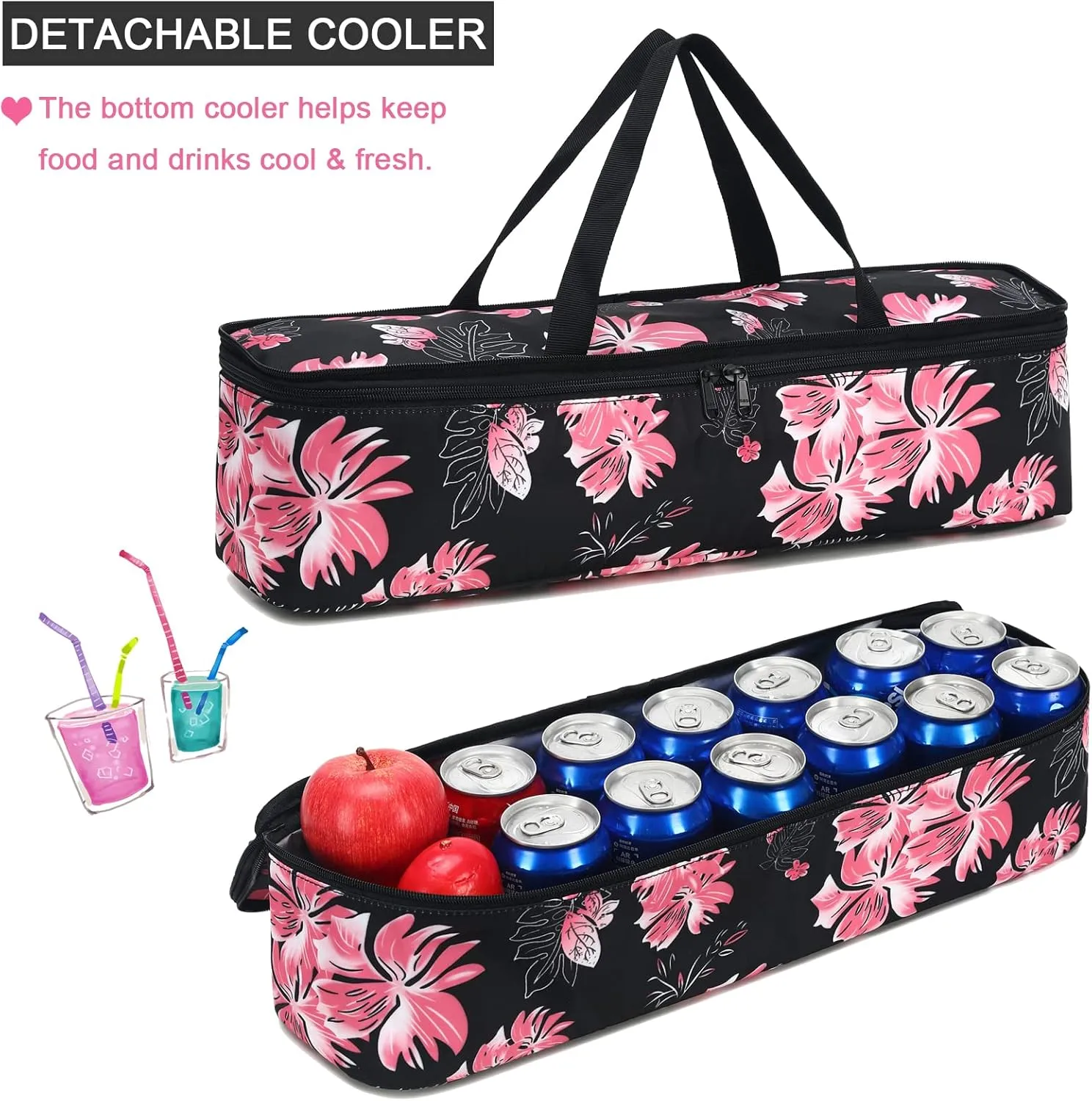 Octsky Beach Bags with Cooler Women Beach Tote Bag Waterproof Sandproof Zipper Large Pool Bag 9 Pockets