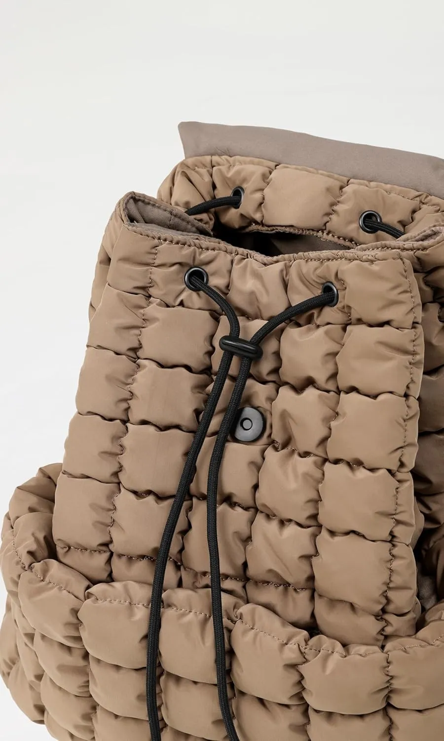 ODODOS Quilted Backpack 2.0 for Women Lightweight Puffer Hiker Pack Drawstring Padding Travel Gym Bag, Brown