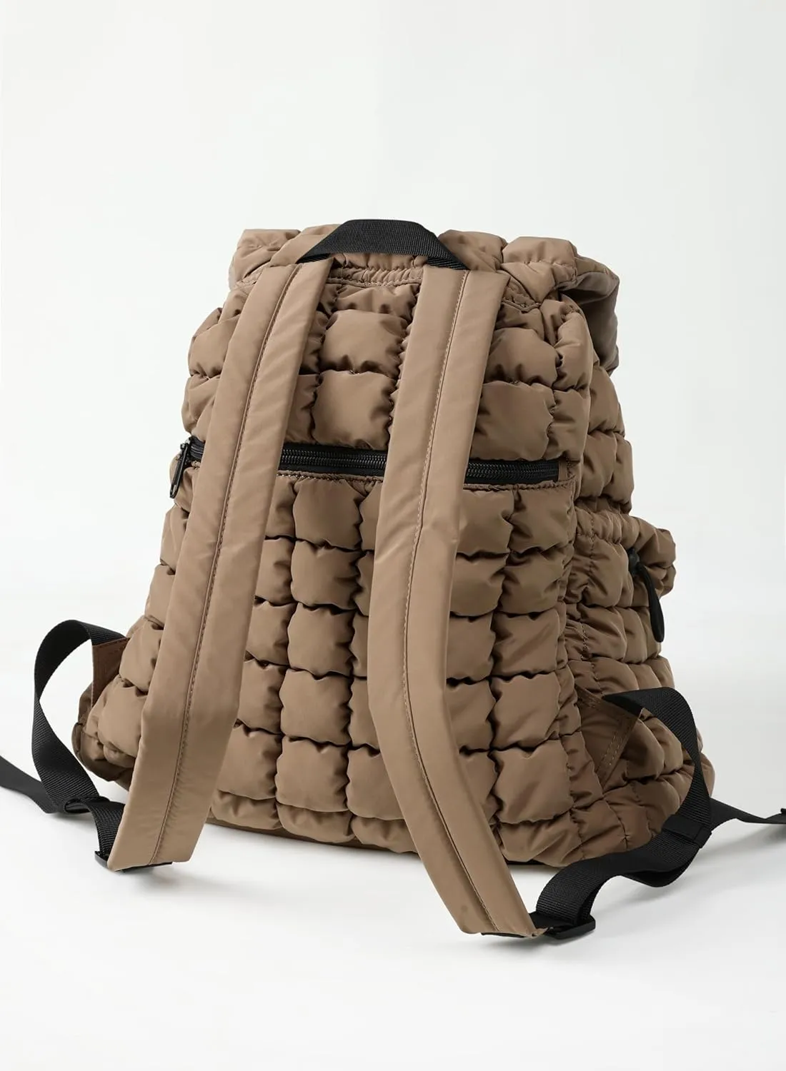 ODODOS Quilted Backpack 2.0 for Women Lightweight Puffer Hiker Pack Drawstring Padding Travel Gym Bag, Brown