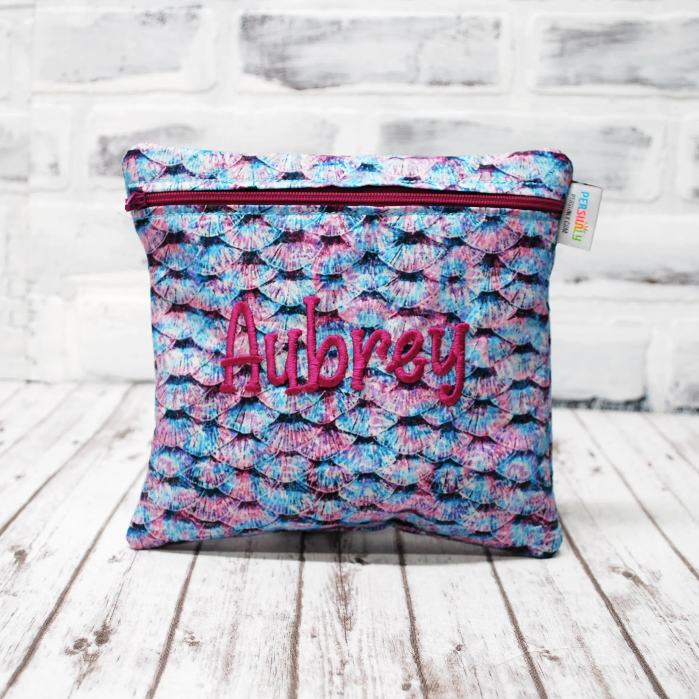 Ombre Mermaid Scales Personalized Reusable Bag