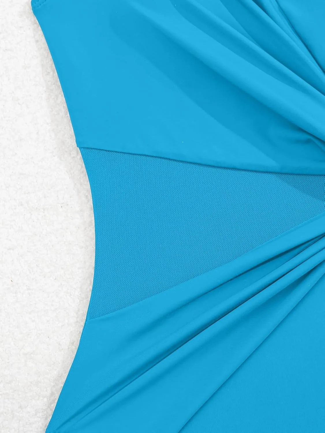 One Shoulder One Piecce Swimsuit for Women Mesh Tummy Control Bathing Suit Twist Swimwear