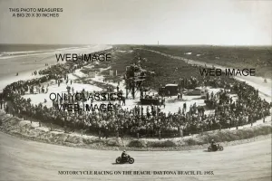 OnlyClassics 1955 MOTORCYCLE RACING AT DAYTONA BEACH FLORIDA 20x30 AERIAL PHOTO RACE ACTION