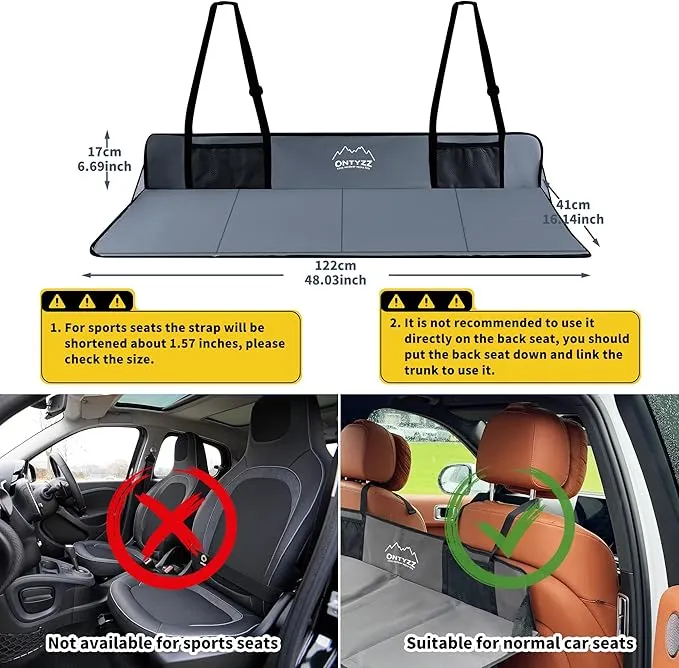 ONTYZZ Car Rear Seat Mattress Extension Plate Foldable Car Back Seat Extender Increase Trunk and Car Bed Camping Space for SUV Truck Tesla and Other Electric Cars