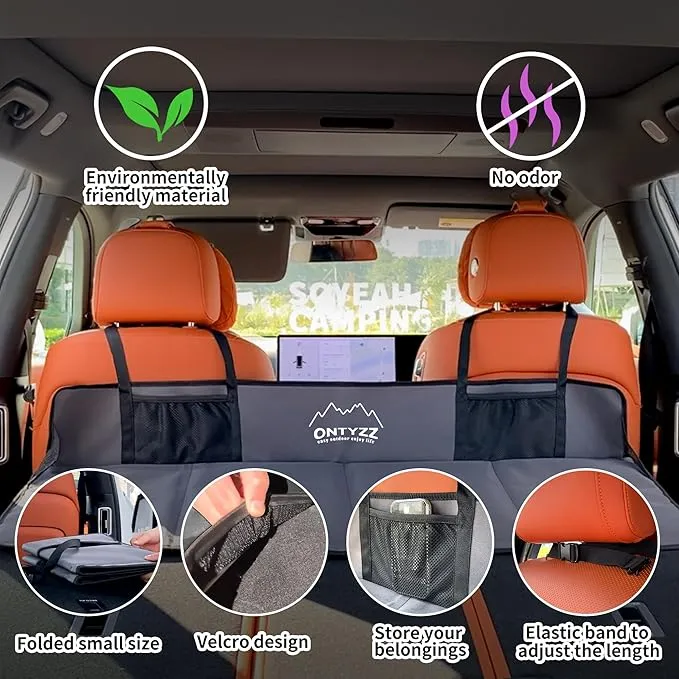 ONTYZZ Car Rear Seat Mattress Extension Plate Foldable Car Back Seat Extender Increase Trunk and Car Bed Camping Space for SUV Truck Tesla and Other Electric Cars
