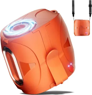 Orange Portable Fan for Travel, Waist Fan Clip On Up to 40H, 14000RPM 6 Speeds Powerful Airflow, 6000mAh Rechargeable Shirt Fans with Metal Decor, Wearable Belt Fans for Outdoor Park Commute