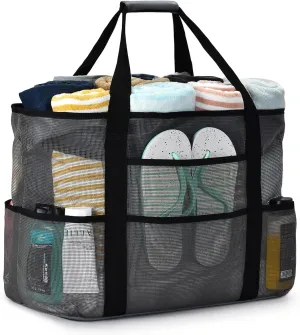 oscaurt Mesh Beach Bag Extra Large Waterproof Sandproof Beach Tote Pool Swim Bag Travel Vacation Essentials