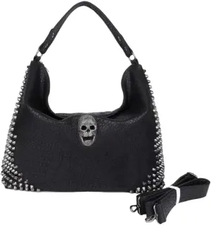 Over-size Studded Skull Hobo Bag for women Punk Rivet Shoulder Bag Large Purses