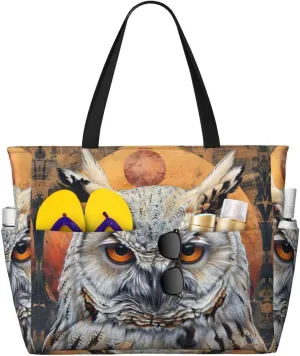 Owl Beliefs Print Versatile Large Beach Travel Bag,Anti-Sand Beach Carry Bag For Various Needs