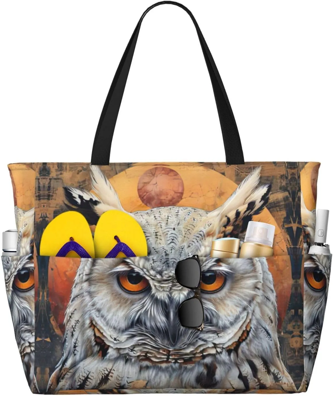 Owl Beliefs Print Versatile Large Beach Travel Bag,Anti-Sand Beach Carry Bag For Various Needs
