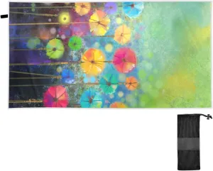 Oyihfvs Abstract Colorful Floral Flowers Quick Drying Beach Towel, Foldable Yoga Towel, Soft Sport Towel, Sweat Absorbent Towel with Storage Mesh Bag 30 x 60 inch (S)