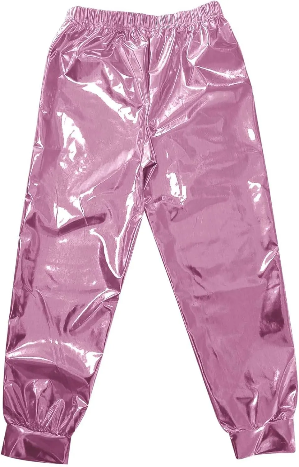 Pants for Women Shiny Metallic Summer Loose Slacks Trendy Hip Hop Dance Elastic High Waist Casual Ankle Trousers