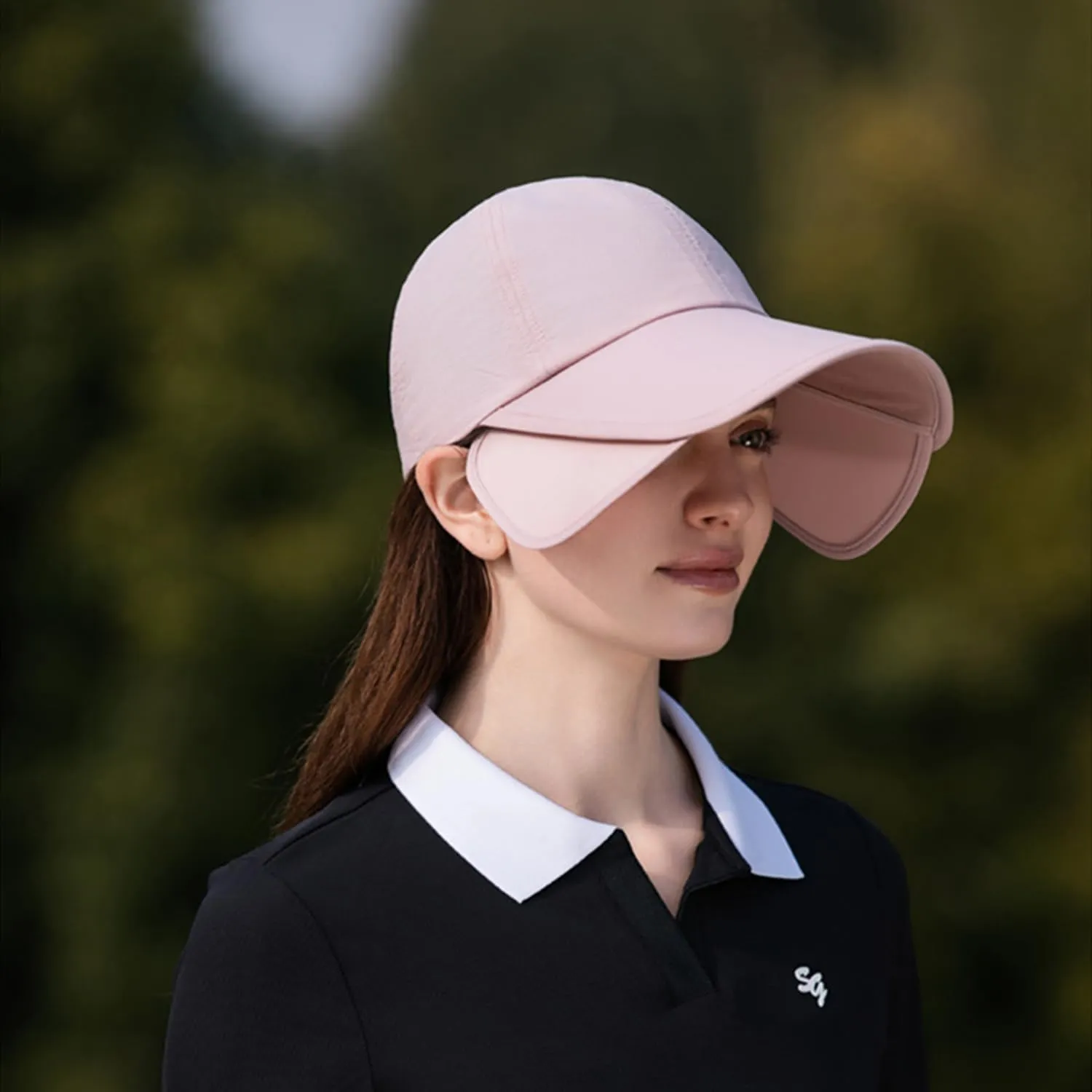 Peicees Wide Brim Baseball Cap for Women Mens Sun Hat with Retractable Brim UV Sun Protection for Golf Tennis Sports Hiking