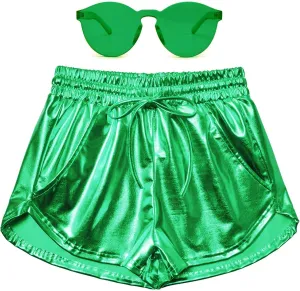 Perfashion Women's Metallic Shorts Summer Sparkly Hot Outfit Shiny Short Pants