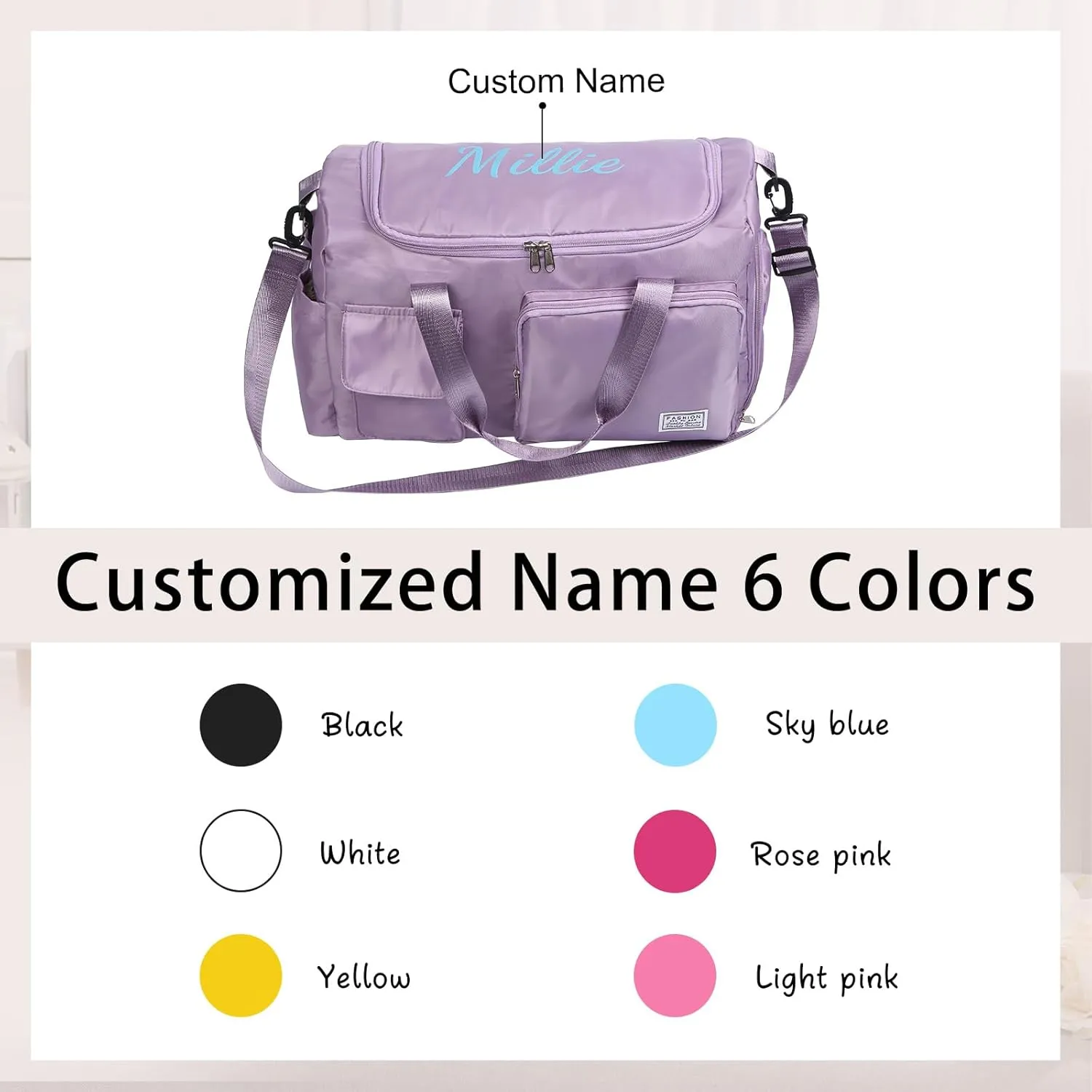 Personalized Duffel Bag | Custom Name Gym Bag with Shoes Pockets, Oxford Cloth Sports Bag Weekender Overnight Traveling Bag for Women Men(Purple)