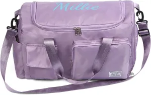 Personalized Duffel Bag | Custom Name Gym Bag with Shoes Pockets, Oxford Cloth Sports Bag Weekender Overnight Traveling Bag for Women Men(Purple)