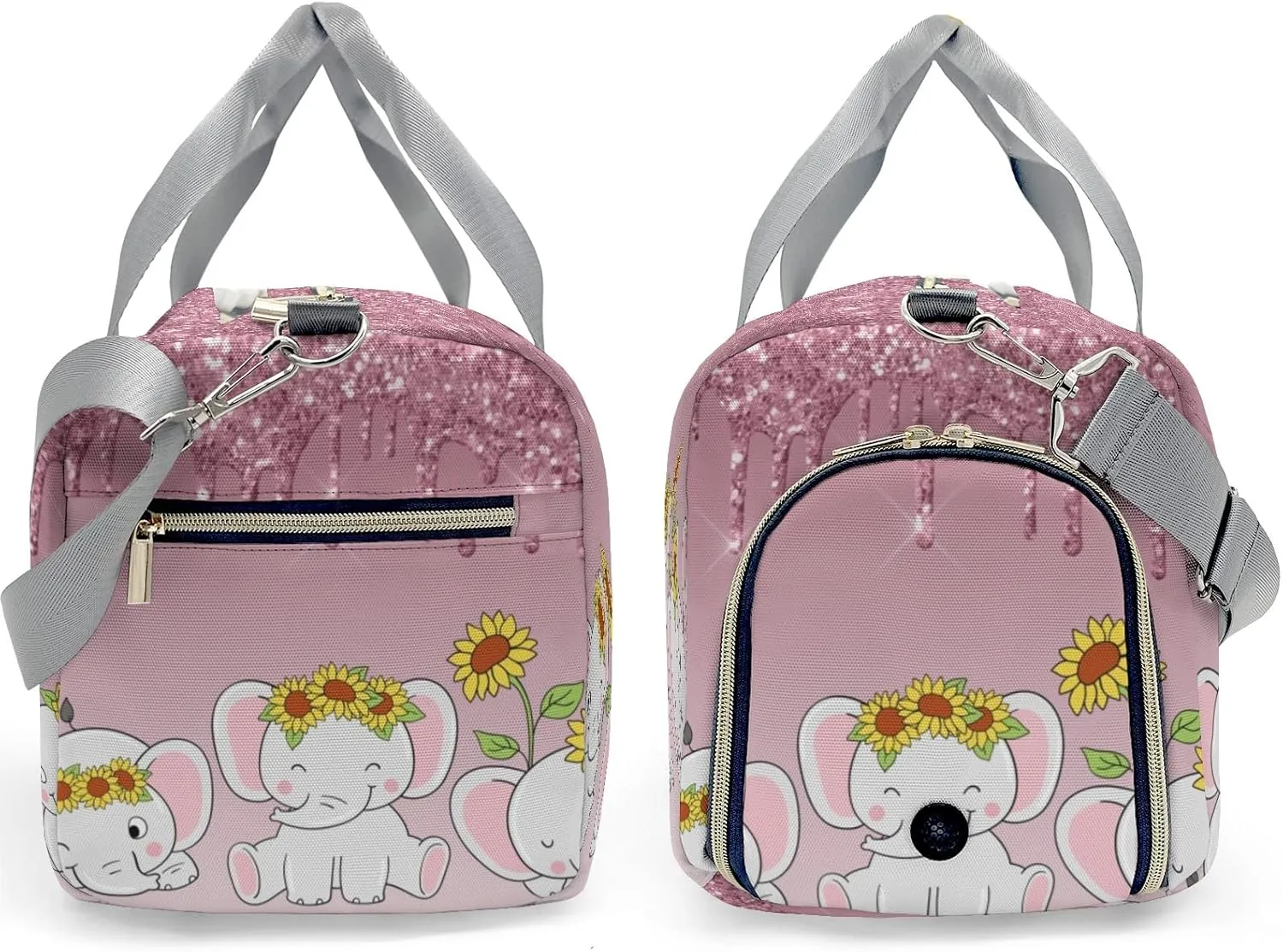 Personalized Duffel Bag Dripping Rose Glitter Elephant Sunflower Function Meets Fashion: Travel Bags for Fitness Journey