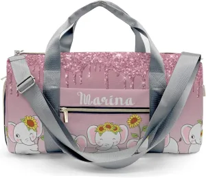 Personalized Duffel Bag Dripping Rose Glitter Elephant Sunflower Function Meets Fashion: Travel Bags for Fitness Journey